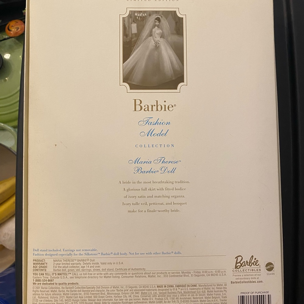 “Barbie Maria Therese Barbie Doll”
Fashion Model Collection 55496